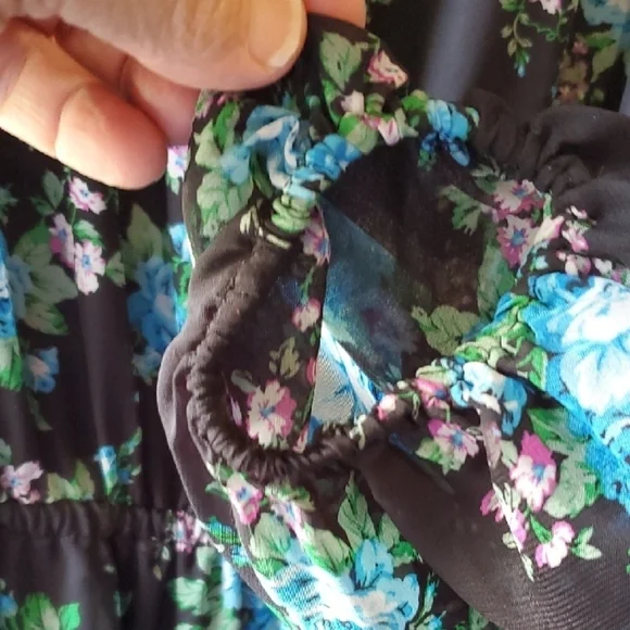 Show Me Your MuMu JOYCELYN Blue and Black Bishop Sleeve Sundress L - Picture 6 of 15